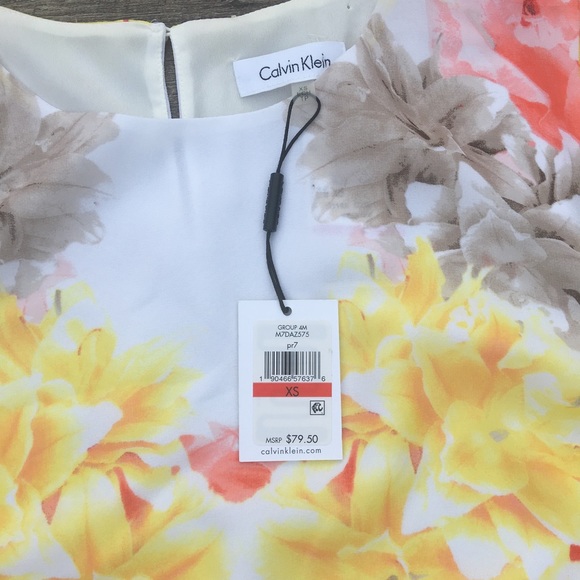 CALVIN KLEIN SHEER LAYERED FLORAL BLOUSE - Picture 4 of 6